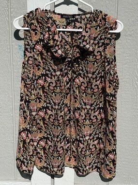 1x- Roz & Ali Black Paisley Sleeveless Blouse